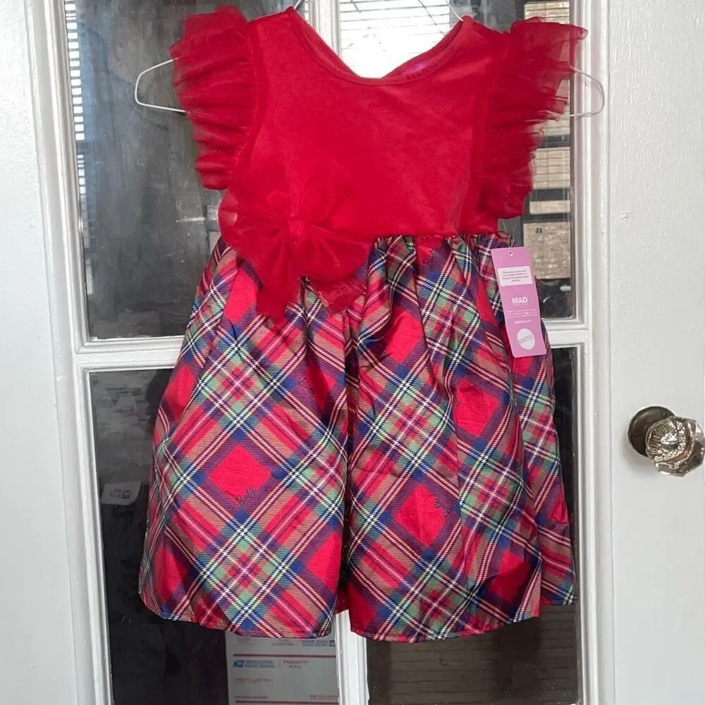 Barbie plaid toddler girl Christmas holiday party dress size 4T new with tags